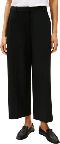 Tommy Hilfiger Pantalón de Tela Mujer Wide Leg Crop tobillero, Negro (Black), 38W