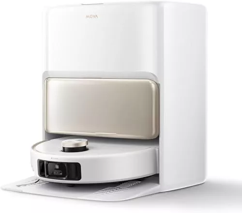 Mova V50 Ultra Complete Robot Aspirador y friegasuelos, Potencia de succión de 24.000 Pa, fregado térmico con Sistema DuoSolution, navegación con elevación, supera obstáculos de hasta 6 cm, Blanco