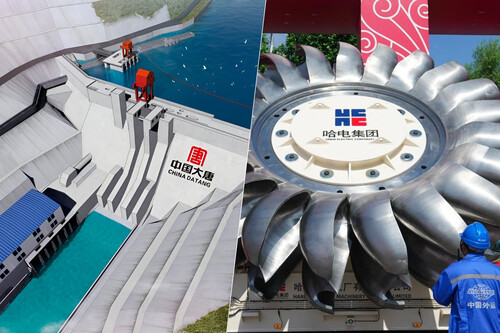 Montar no Himalaia a turbina mais potente já construída é um desafio para a China | Imagens: Dongfang Electric e Desenvolvimento de Energia Datang Xizang