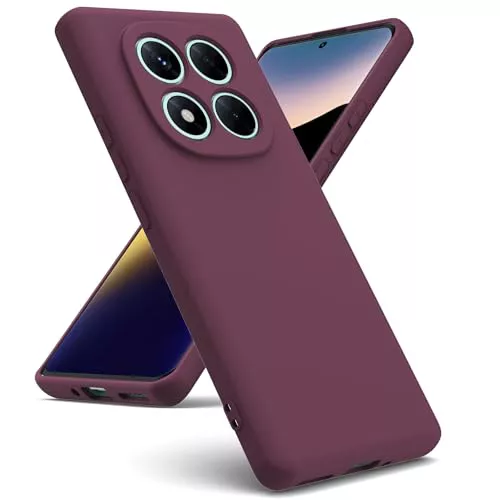 Oududianzi - Funda Compatible con Xiaomi Redmi Note 14 Pro 5G / Poco X7 5G [Carcasa de Silicona Líquida][Interior de Microfibra] Carcasa Antigolpes Protección Gel Ultra Suave Funda - Burdeos