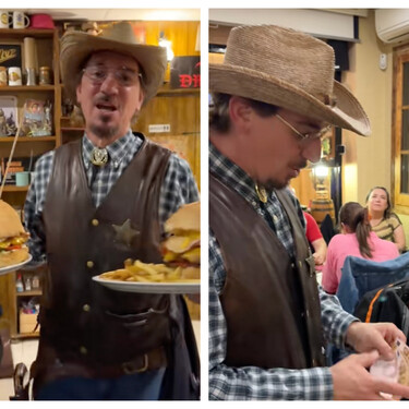 Este restaurante de Girona arrasa con su estilo 'western' y sus hamburguesas gigantes: dos kilos de carne y 30 minutos para devorarla si la quieres gratis