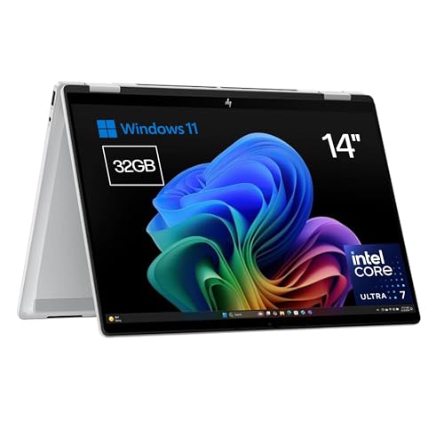 HP Omnibook X Flip - Ordenador portátil Convertible de 14" 2K IPS táctil Intel Ultra 7-258V EVO, 32GB RAM, 1TB SSD, Intel ARC Graphics, Windows 11 Home Silver- Teclado QWERTY Español