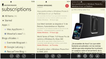 Nextgen Reader se actualiza para Windows Phone 8