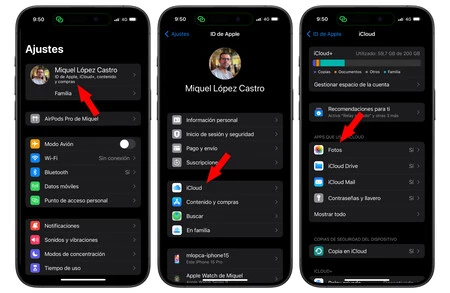 Ajustes Icloud Fotos Iphone