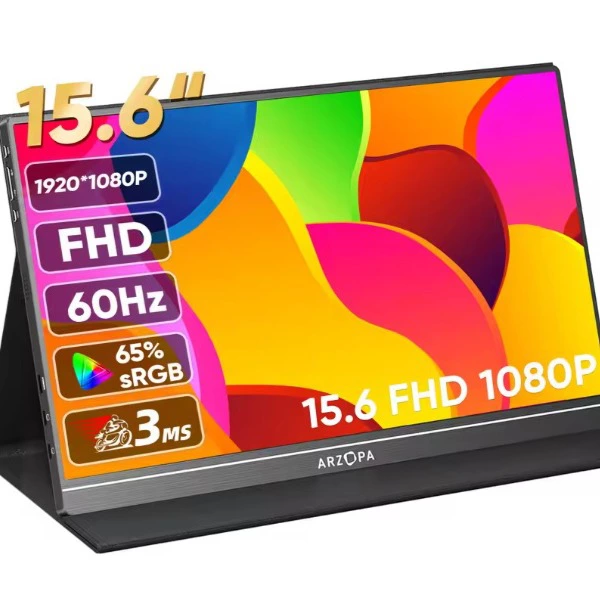 ARZOPA 1080P Monitor portátil monitores de 15,6 pulgadas para ordenador portátil MAC Switch Xbox teléfono ps4 PC USB C pantalla de ordenador Compatible con HDMI