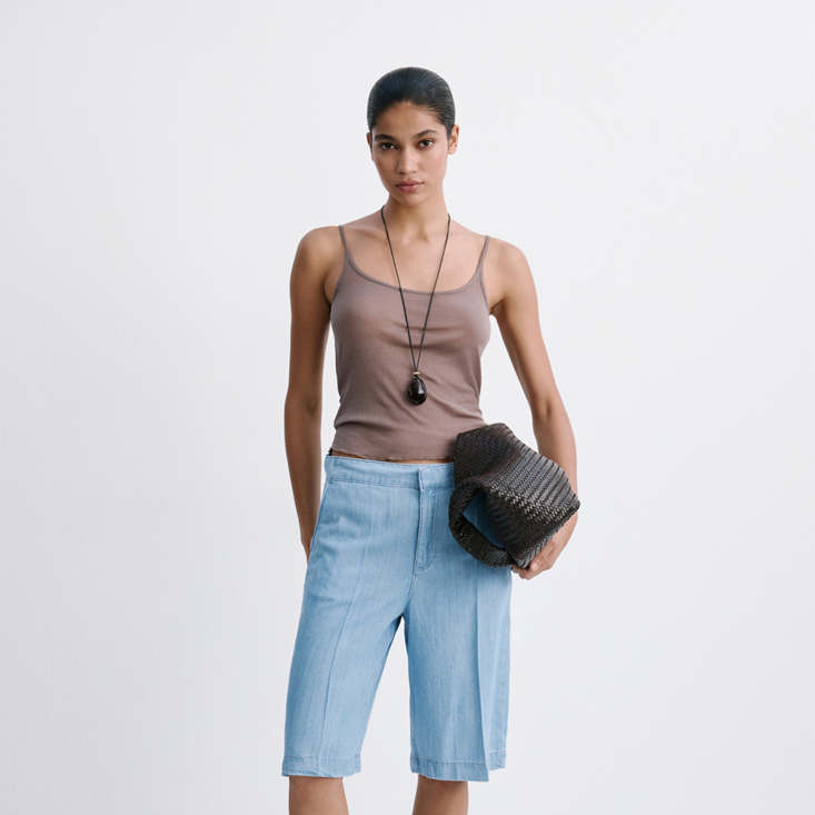 Bermudas denim rectas tiro bajo