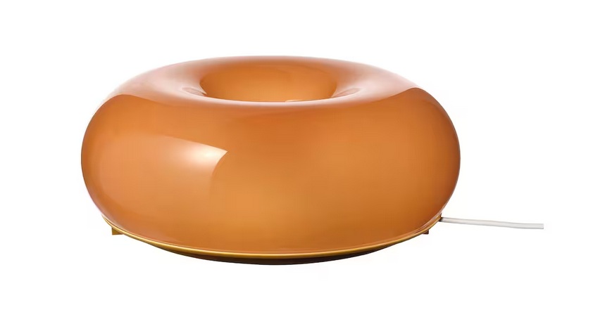 VARMBLIXT Lámpara mesa/pared LED, naranja vidrio/redondo