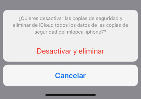 Eliminar Copia Icloud Confirmacion