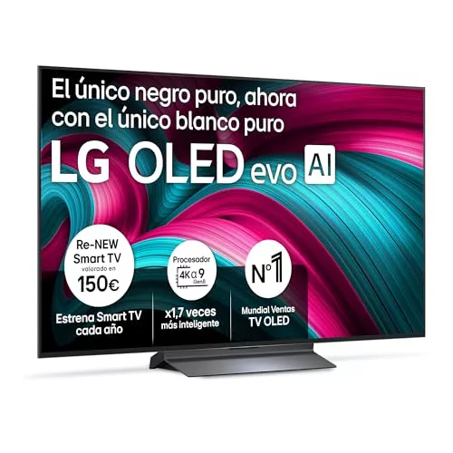 LG OLED55C54LA - TV 55", OLED EVO 4K, Smart TV AI C5, WebOS 25, Super Upscaling, Dolby Vision y Dolby Atmos, AMD FreeSync, Alexa/Google Assistant, Negro