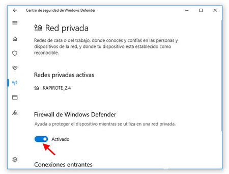 Desactivar cortafuegos windows 10