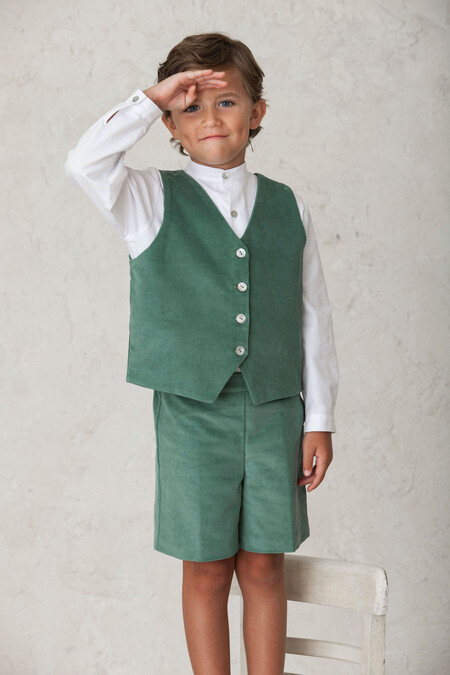 Pantalon Corto Pana Verde Ceremonia Nino
