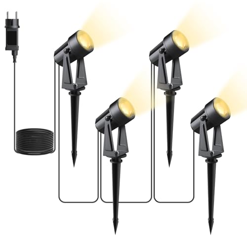 Svater Focos Led Exterior, 46FT/14m 4x3W LED Focos Jardín con Estaca