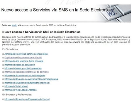 Nuevos servicios de obtención de información en la Seguridad Social por SMS, sin firma digital