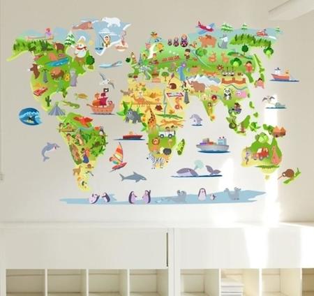El mundo en su habitación: vinilo mapamundi para el cuarto del peque