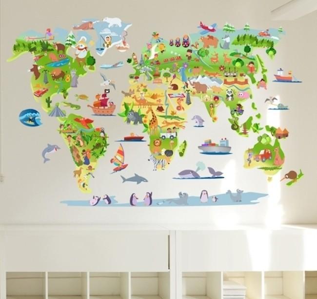 El mundo en su habitación: vinilo mapamundi para el cuarto del peque El mundo en su habitación: vinilo mapamundi para el cuarto del peque