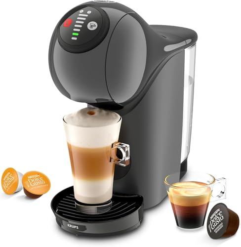 KRUPS Dolce Gusto Genio S, Capsule Coffee Maker, 0.8L Tank, Grey Ultra-compact, 15 bar, hot and cold drinks, automatic technology, removable tank, 2 temperature levels, KP243B