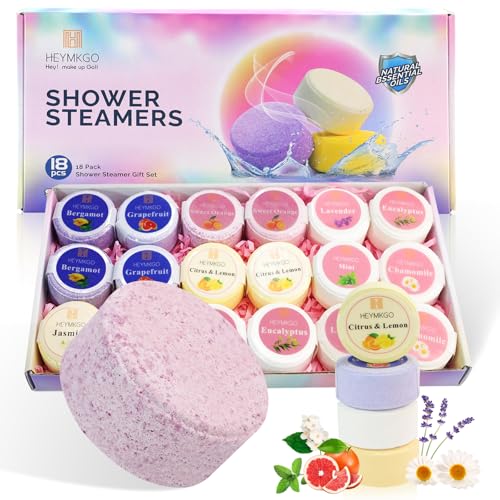 HEYMKGO Vaporizadores de Ducha Aromaterapia, Set de 18 Tabletas con 9 Aromas Relajantes