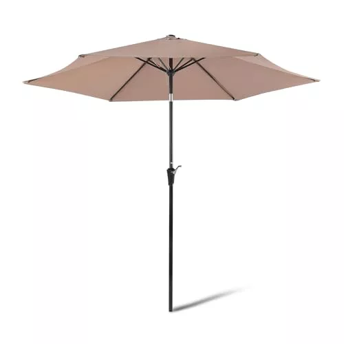 Amazon Basics Sombrilla para Terraza con Manivela y Botón de Inclinación