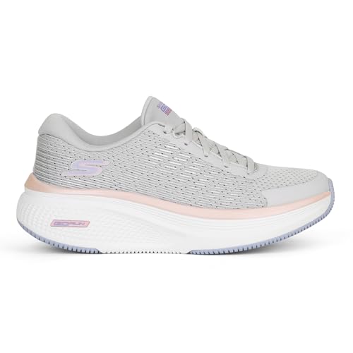 Skechers Tenis Go Run Elevate 2.0 Badric para Mujer, Tela Gris y Ribete Rosa, 39 EU