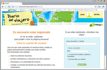 Registrarse en Diario del Viajero ahora es más fácil y rápido
