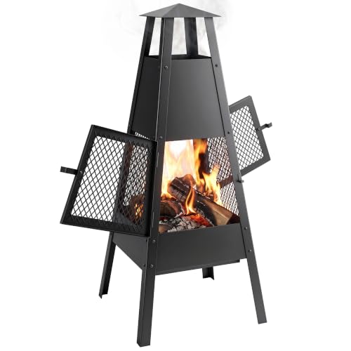 Outsunny Brasero Exterior con Chimenea Cónica
