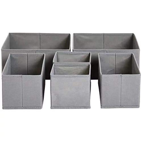 Amazon Basics Organizadores para ropa para cajón, 6 Unidad, Gris
