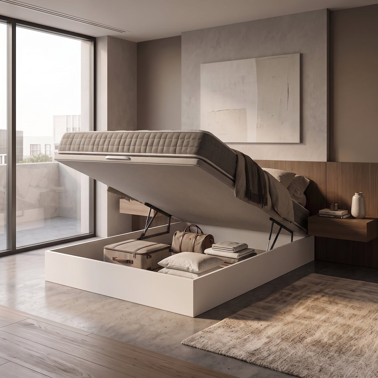 Pack Colchón Viscoelástico 135x190cm y canapé | ENVIO Y MONTAJE INCLUIDO | ROYAL SLEEP Ceramic | Blanco
