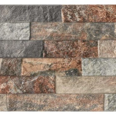 Azulejo porcelánico Ribera efecto piedra gris, marron, beige 31x56 cm
