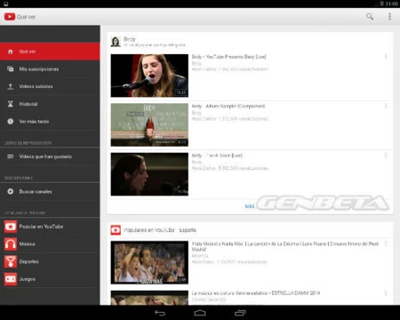 Android-x86 ejecutando YouTube