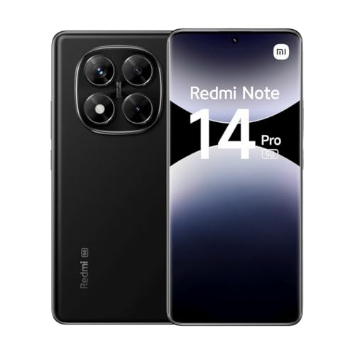 Xiaomi Redmi Note 14 Pro 5G - Smartphone de 8+256GB, Pantalla de 6.67" AMOLED FHD+ 120Hz, MediaTek Dimensity 7300-Ultra, cámara de 200MP, 5110 mAh, Cargador no Incluido, Negro (Versión ES)