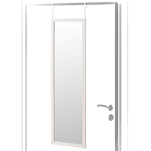 LOLAhome Espejo de Puerta de Madera Color Blanco para Cuerpo Entero de 125x35 cm