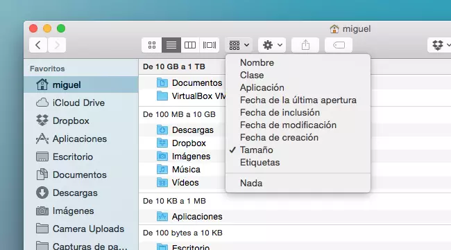 Finder Tamano