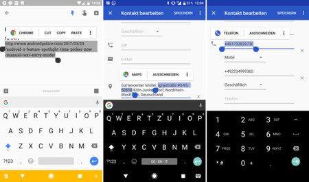 Android O muestra acciones contextuales en su selector de texto