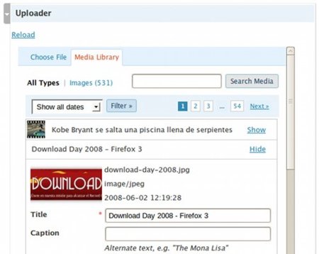 Easy Up Me: mejorando el sistema <em>Uploader</em> de Wordpress 2.5