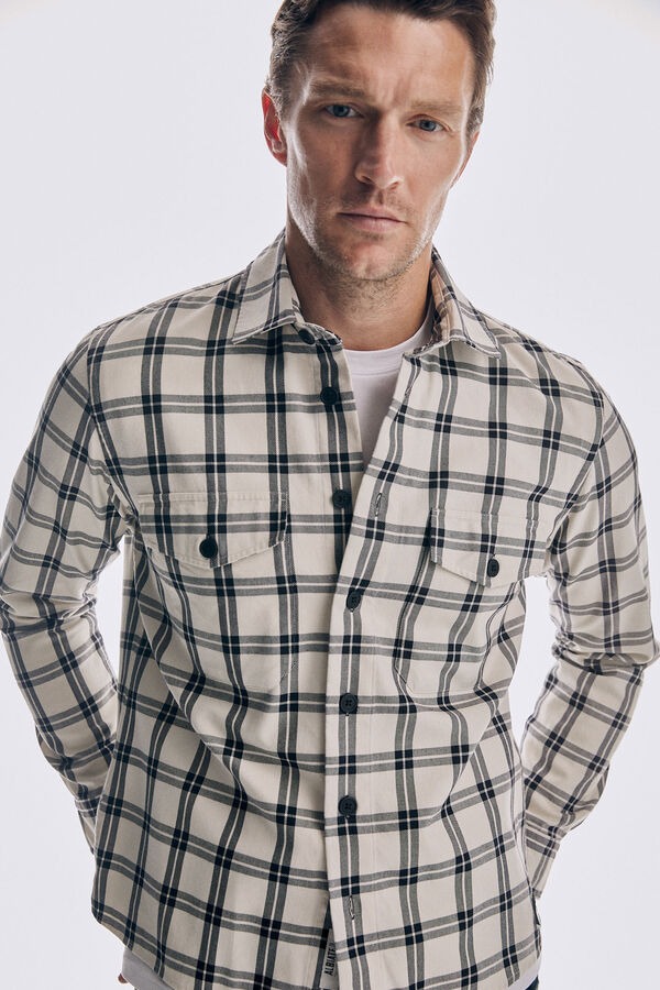 Sobrecamisa de cuadros tejido italiano