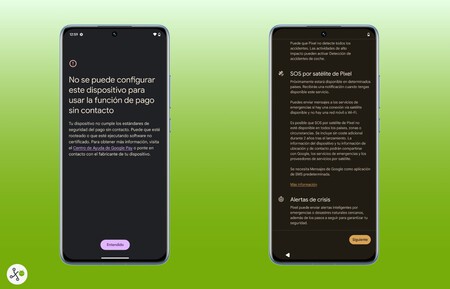 Google Wallet não permite cadastrar cartões de crédito. À direita, a mensagem de boas-vindas da ROM, quase como um Pixel oficial