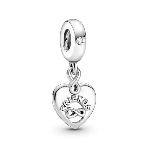 Pandora Icons Colgante con diseño de corazón con símbolo de infinito e inscripción «Friends» de plata de ley con circonitas cúbicas transparentes