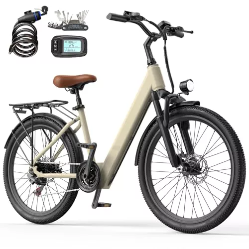 Bicicleta eléctrica de 24 Pulgadas con 7 Marchas, Motor de 250 W, batería de 13 Ah
