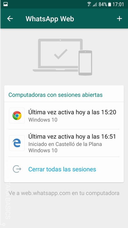 fecha ultima conexion whatsapp web muestras