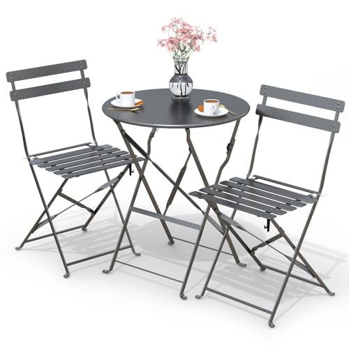 VOUNOT® Conjunto de Muebles de Jardín Plegable 3 Piezas