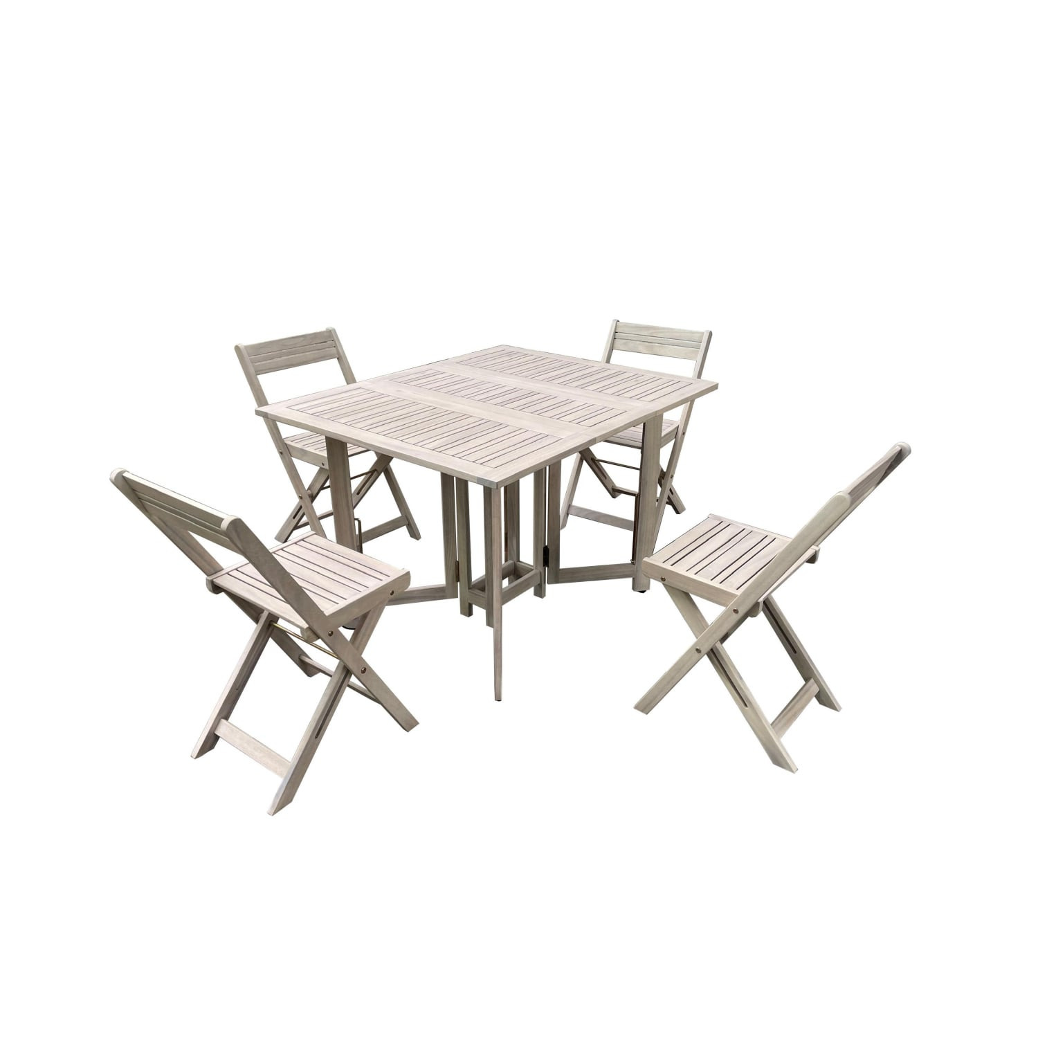 Conjunto de Balcón Mesa + 4 Sillas Madera de Acacia