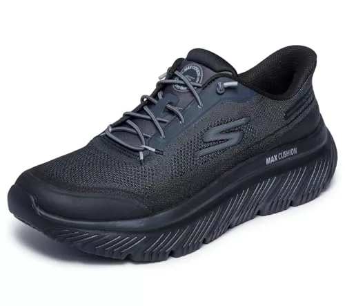 Skechers Go Walk MAX Cushioning Hyper Burst Zoltar - Tenis sin Cordones para Hombre, Negro/Negro, 39.5 EU