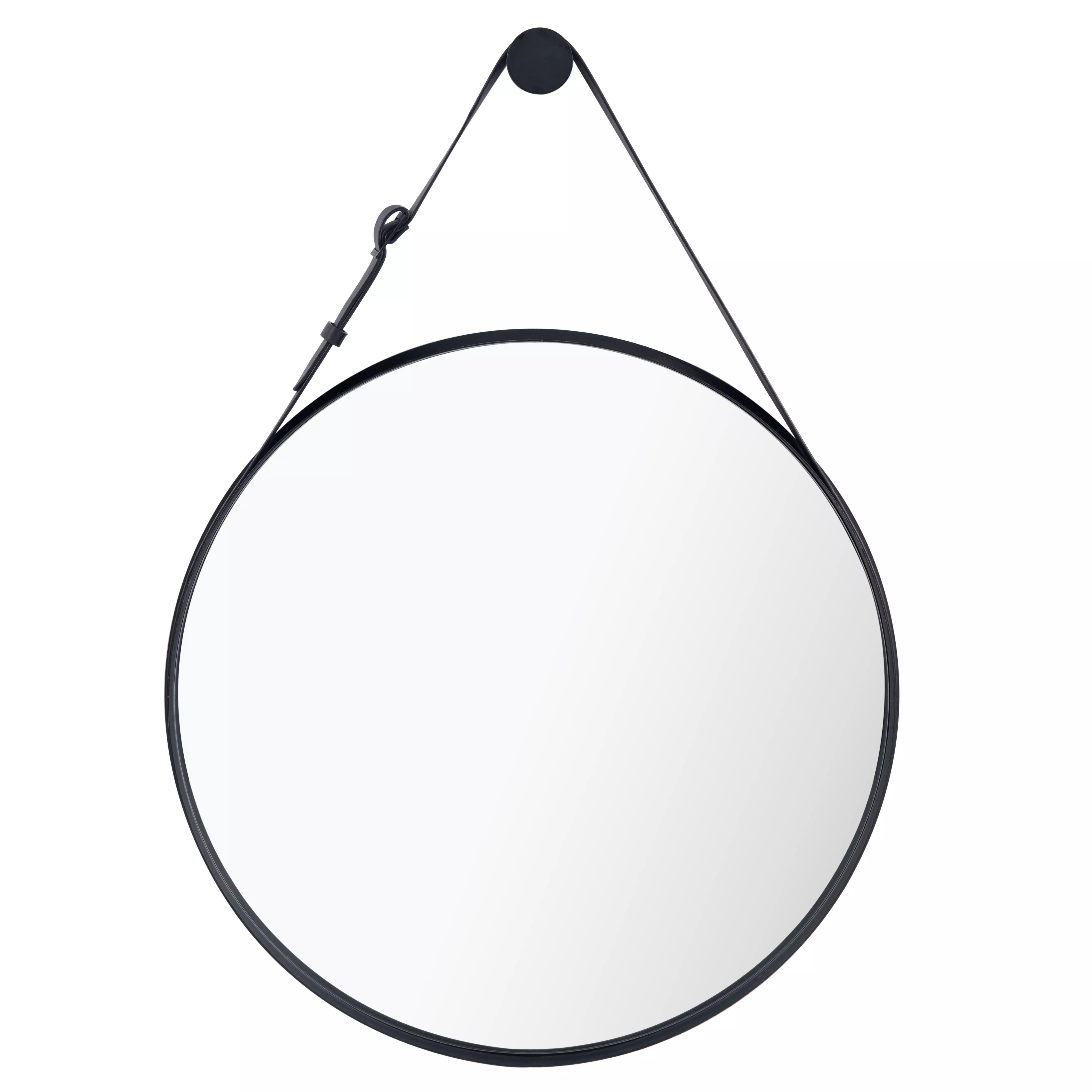 Espejo enmarcado de pared redondo Barbier metal negro mate INSPIRE de 57x80 cm
