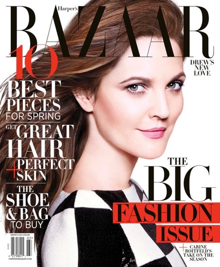 Drew Barrymore, sereno e imponente bellezón en Harper's Bazaar
