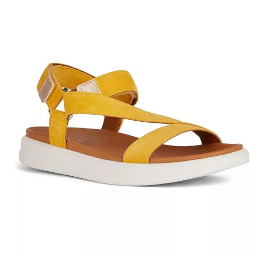 Geox D Xand 2s B, Sandalias Deportivas Mujer, Amarillo Lt Gold, 35 EU