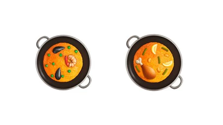 Emoji de la paella de Apple antes, y despues del cambio