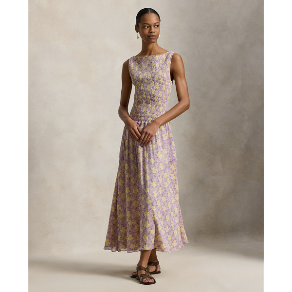 Vestido con fruncido y flores 
Ralph Lauren