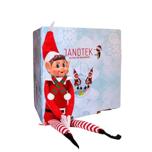 JANDTEK Elfo Travieso Navidad 40 cm con Bufanda 