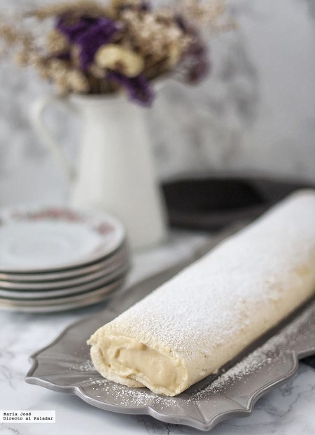 Brazo de gitano relleno de crema. Receta con thermomix