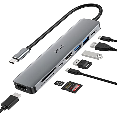 JESWO Hub USB C 8 en 1 Adaptador con Datos Tipo C